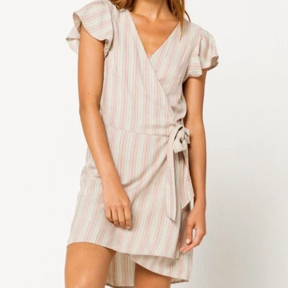 O’Neill Wrap Dress Striped Short Sleeve Size XL